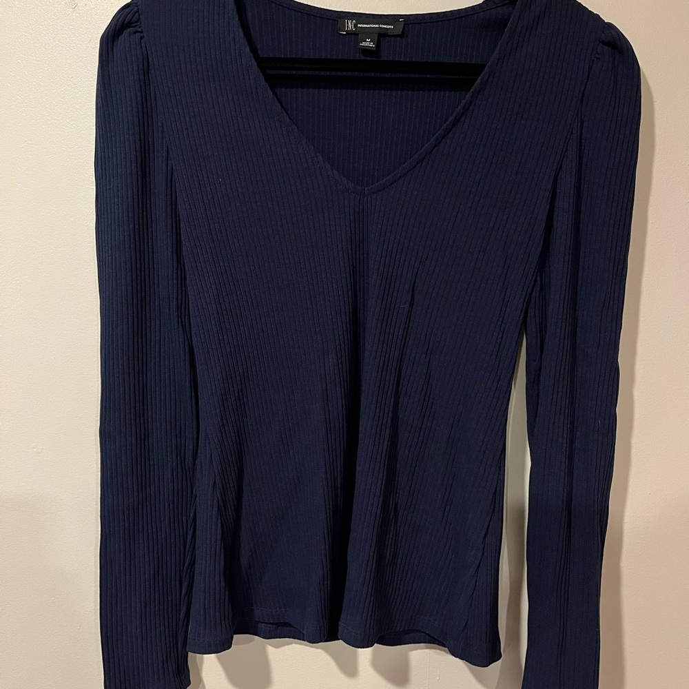 INC International Concepts Deep Blue/Navy Long Sleeve Top